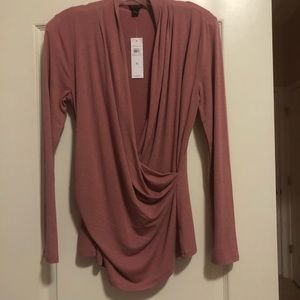 NWT Loft Mauve Wrap/Ruched Top